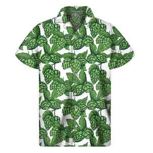 Vintage Hop Cone Pattern Print Men's Short Sleeve Shirt