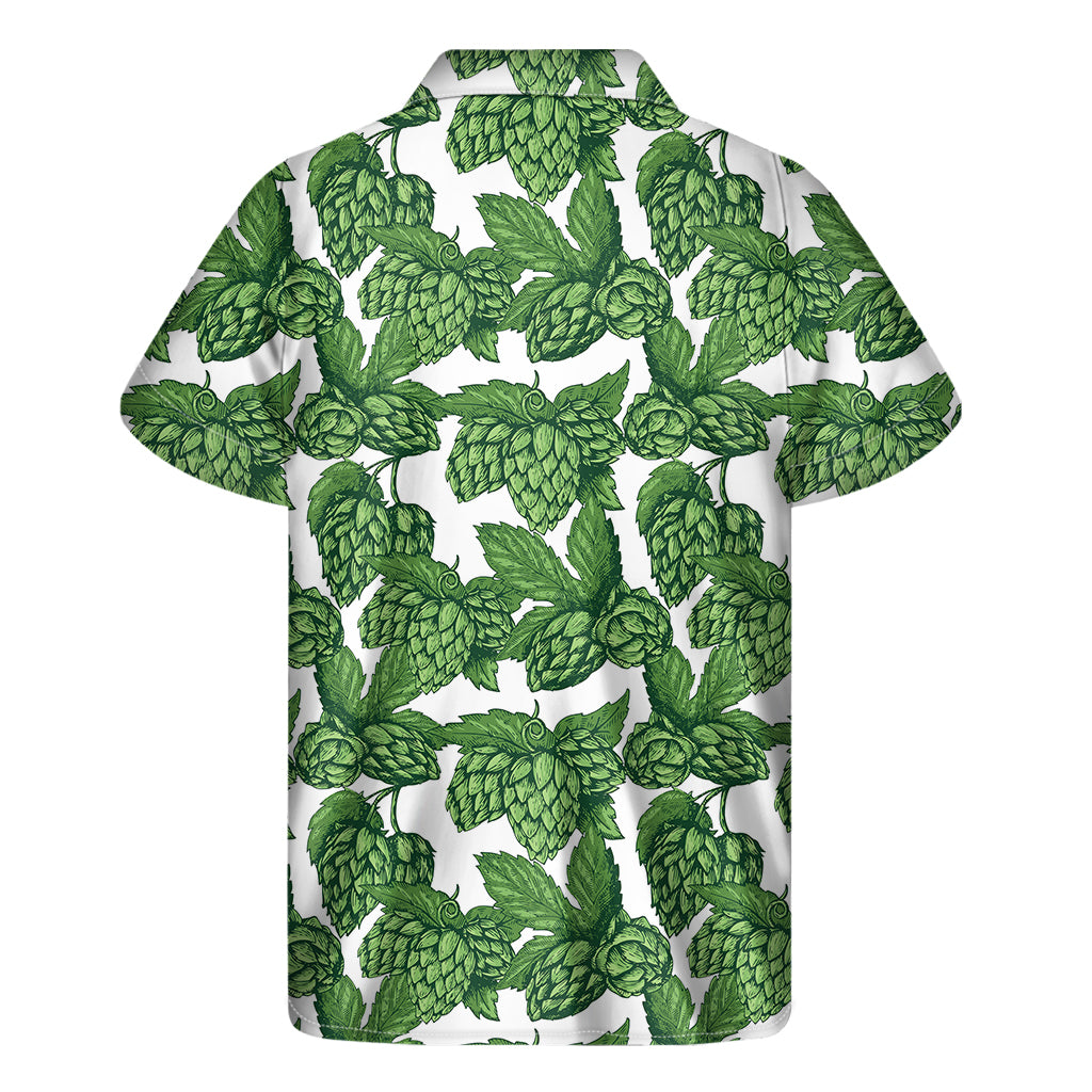 Vintage Hop Cone Pattern Print Men's Short Sleeve Shirt