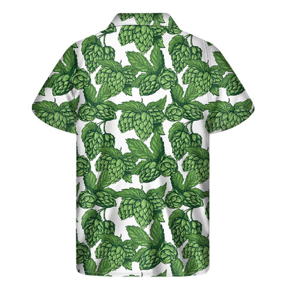 Vintage Hop Cone Pattern Print Men's Short Sleeve Shirt
