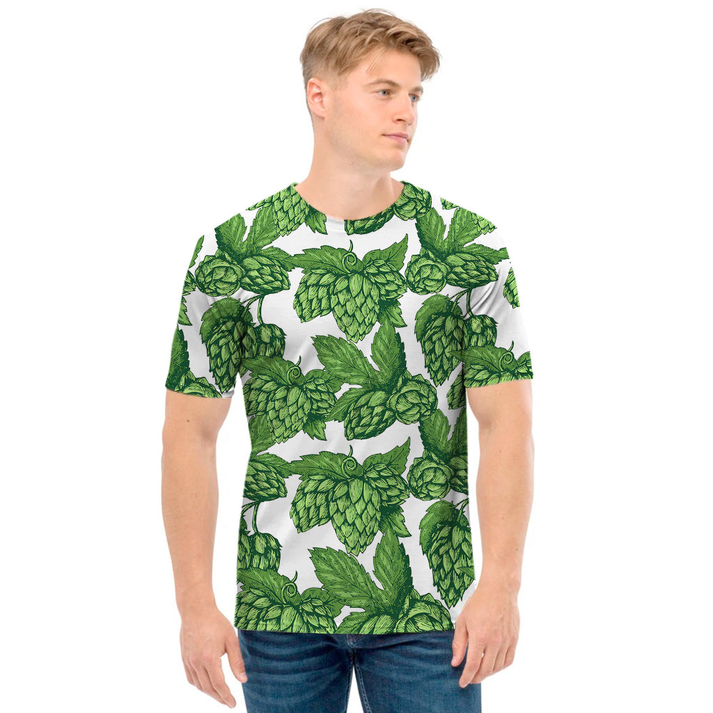 Vintage Hop Cone Pattern Print Men's T-Shirt