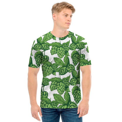 Vintage Hop Cone Pattern Print Men's T-Shirt