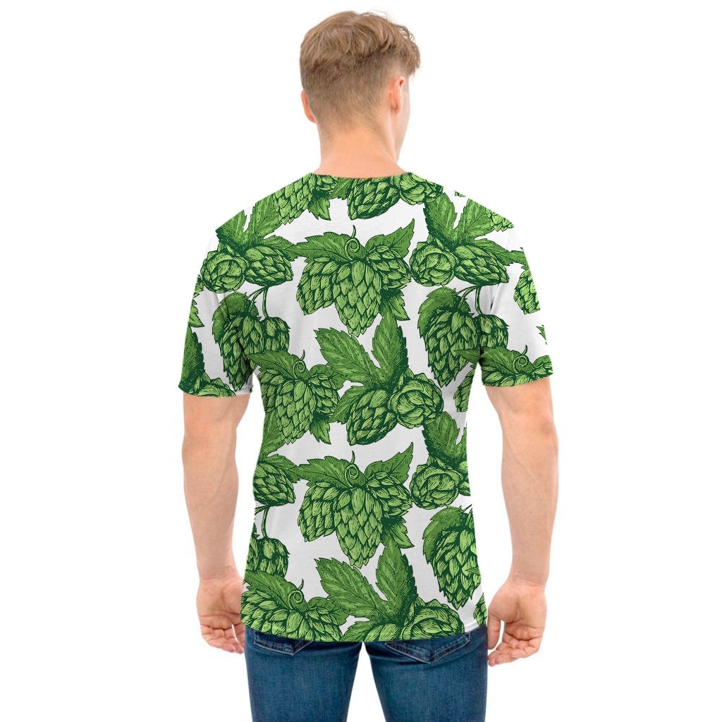 Vintage Hop Cone Pattern Print Men's T-Shirt