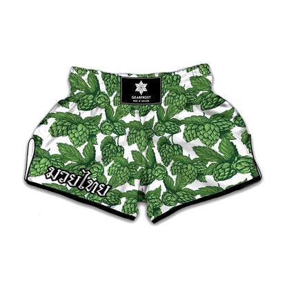 Vintage Hop Cone Pattern Print Muay Thai Boxing Shorts