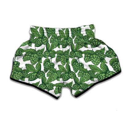 Vintage Hop Cone Pattern Print Muay Thai Boxing Shorts