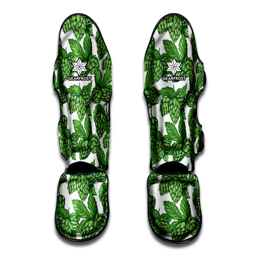 Vintage Hop Cone Pattern Print Muay Thai Shin Guard