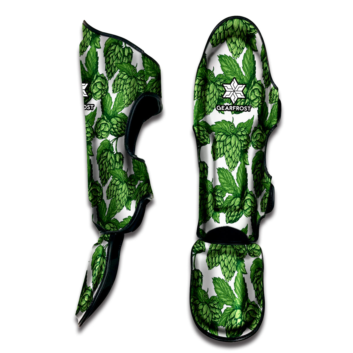 Vintage Hop Cone Pattern Print Muay Thai Shin Guard