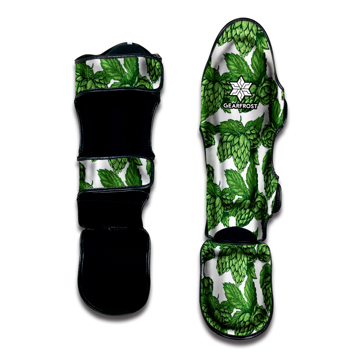 Vintage Hop Cone Pattern Print Muay Thai Shin Guard