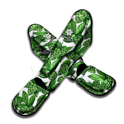 Vintage Hop Cone Pattern Print Muay Thai Shin Guard