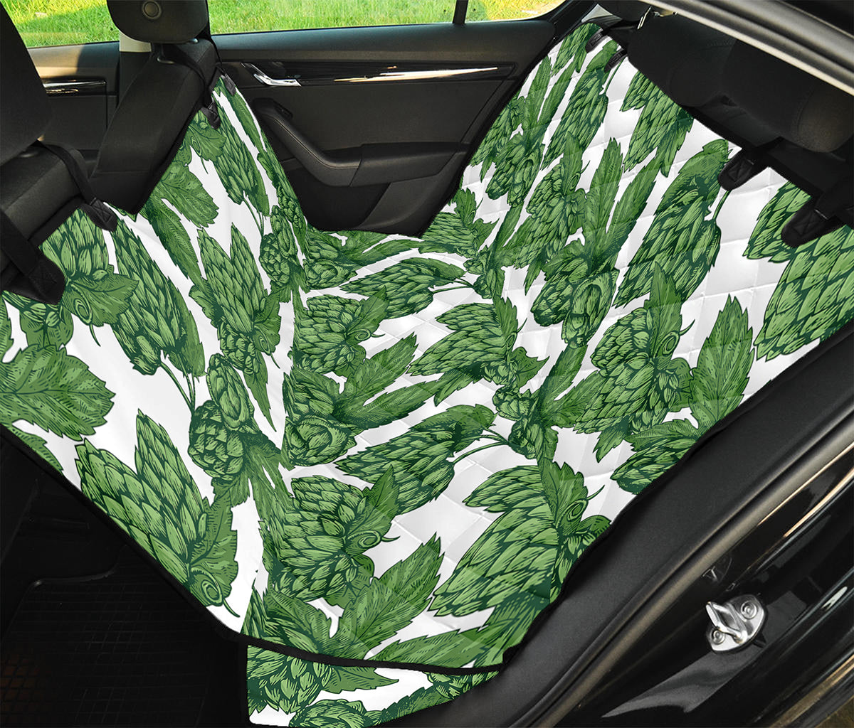 Vintage Hop Cone Pattern Print Pet Car Back Seat Cover