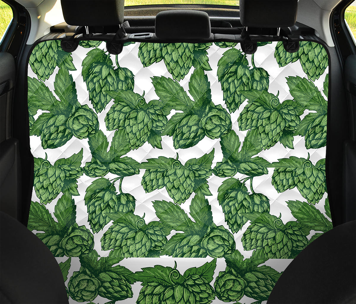 Vintage Hop Cone Pattern Print Pet Car Back Seat Cover