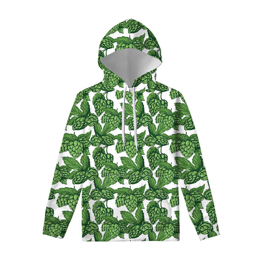 Vintage Hop Cone Pattern Print Pullover Hoodie