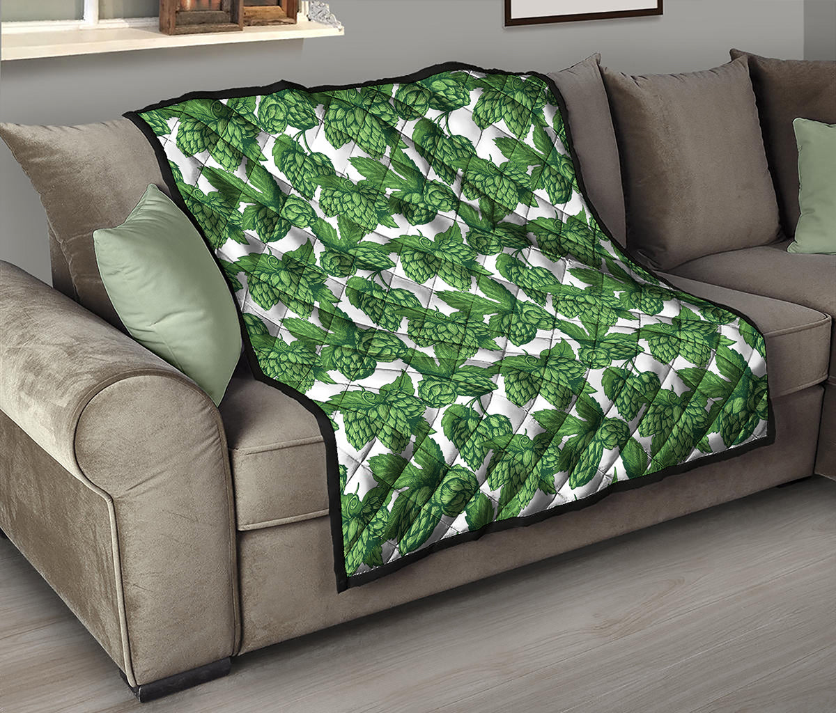Vintage Hop Cone Pattern Print Quilt