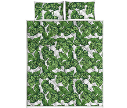 Vintage Hop Cone Pattern Print Quilt Bed Set