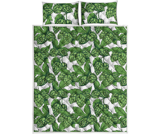 Vintage Hop Cone Pattern Print Quilt Bed Set