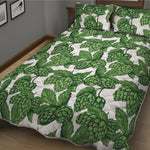 Vintage Hop Cone Pattern Print Quilt Bed Set