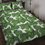 Vintage Hop Cone Pattern Print Quilt Bed Set