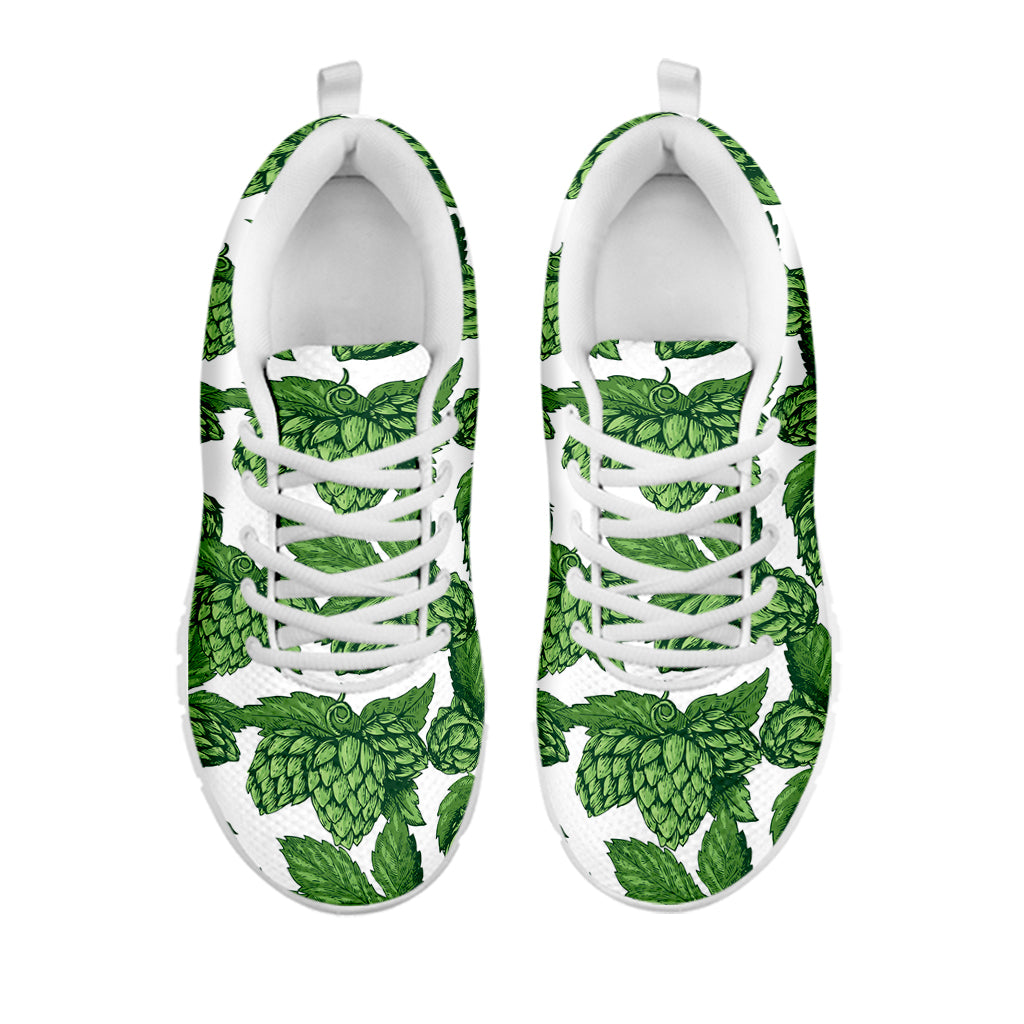 Vintage Hop Cone Pattern Print White Sneakers