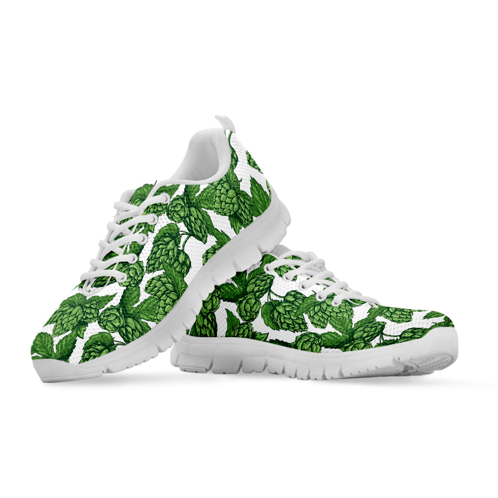 Vintage Hop Cone Pattern Print White Sneakers