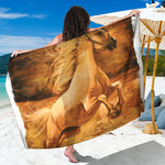 Vintage Horse Painting Print Beach Sarong Wrap