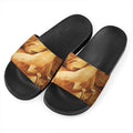 Vintage Horse Painting Print Black Slide Sandals