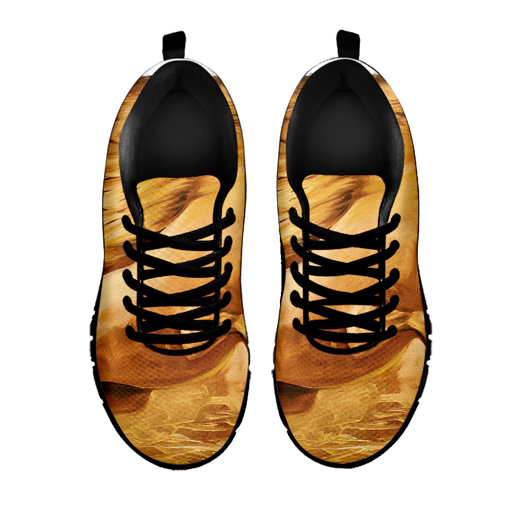 Vintage Horse Painting Print Black Sneakers