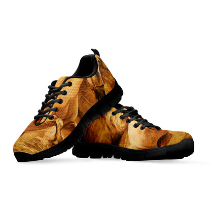 Vintage Horse Painting Print Black Sneakers