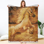 Vintage Horse Painting Print Blanket