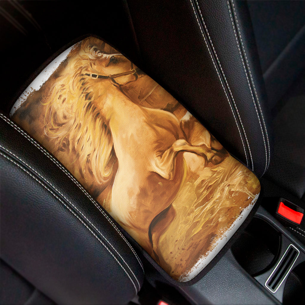 Vintage Horse Painting Print Car Center Console Cover