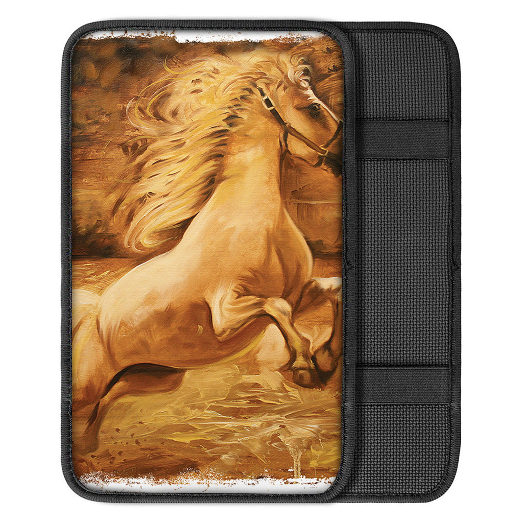 Vintage Horse Painting Print Car Center Console Cover
