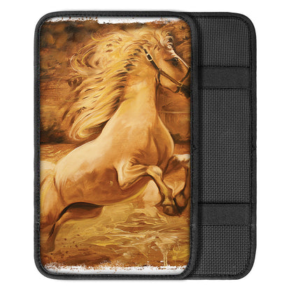 Vintage Horse Painting Print Car Center Console Cover