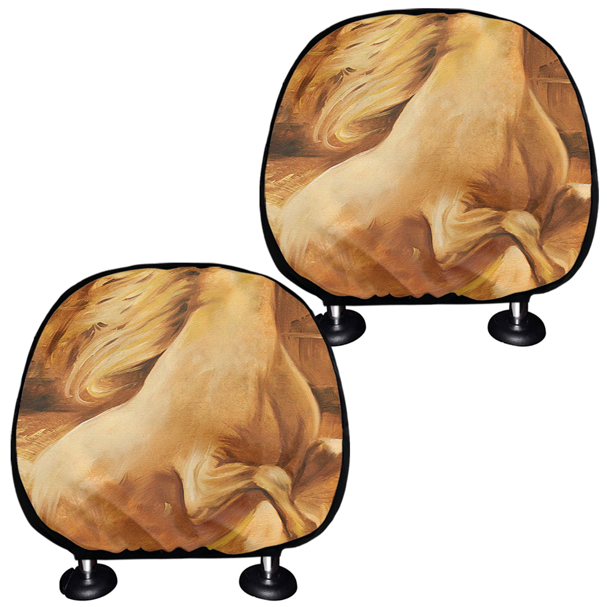 Vintage Horse Painting Print Car Headrest Covers