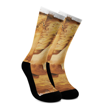 Vintage Horse Painting Print Crew Socks