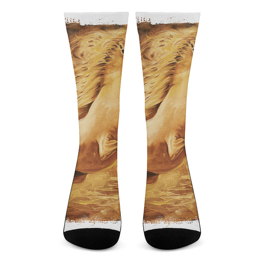 Vintage Horse Painting Print Crew Socks