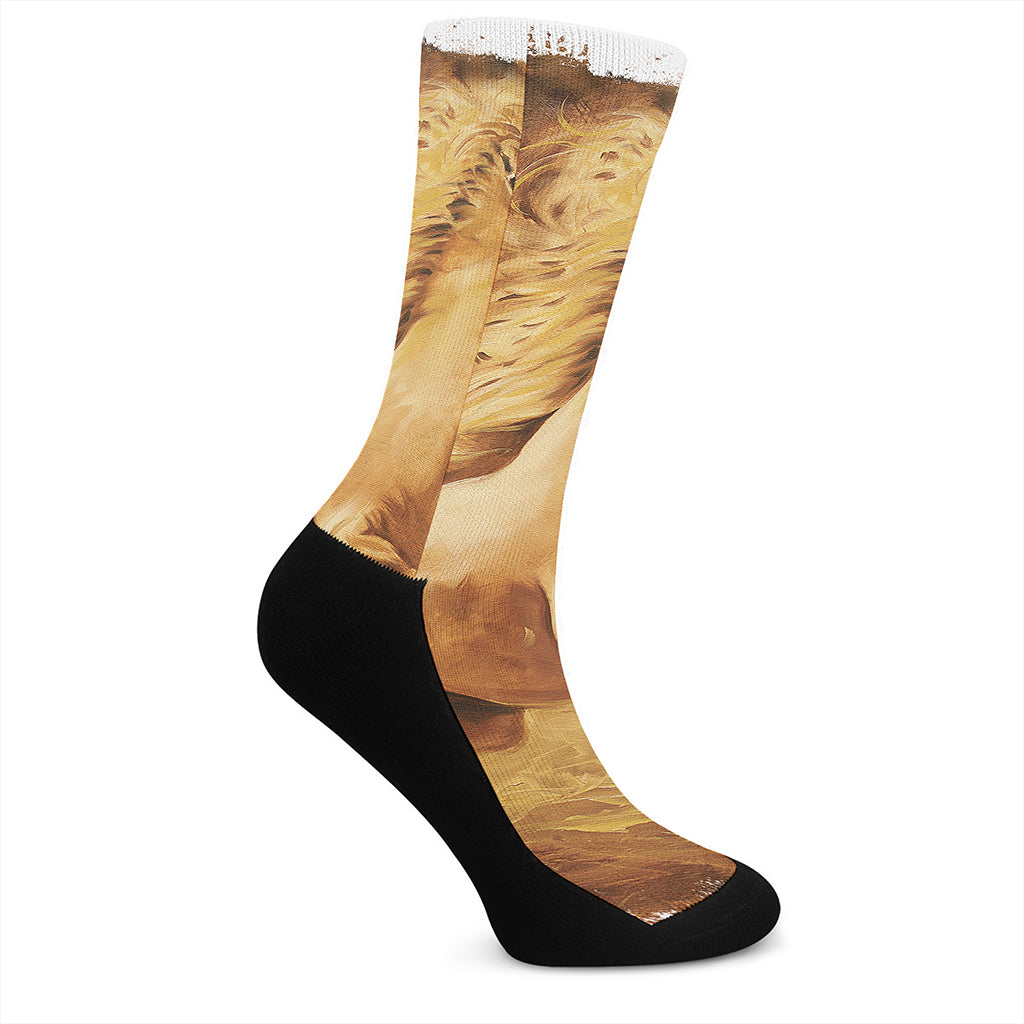 Vintage Horse Painting Print Crew Socks