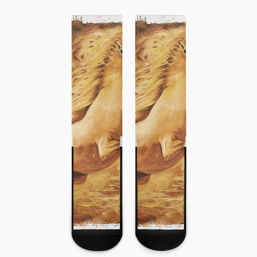 Vintage Horse Painting Print Crew Socks