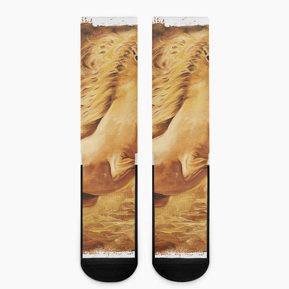 Vintage Horse Painting Print Crew Socks