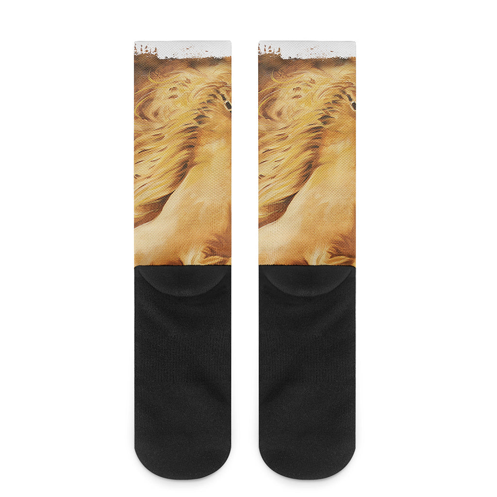 Vintage Horse Painting Print Crew Socks
