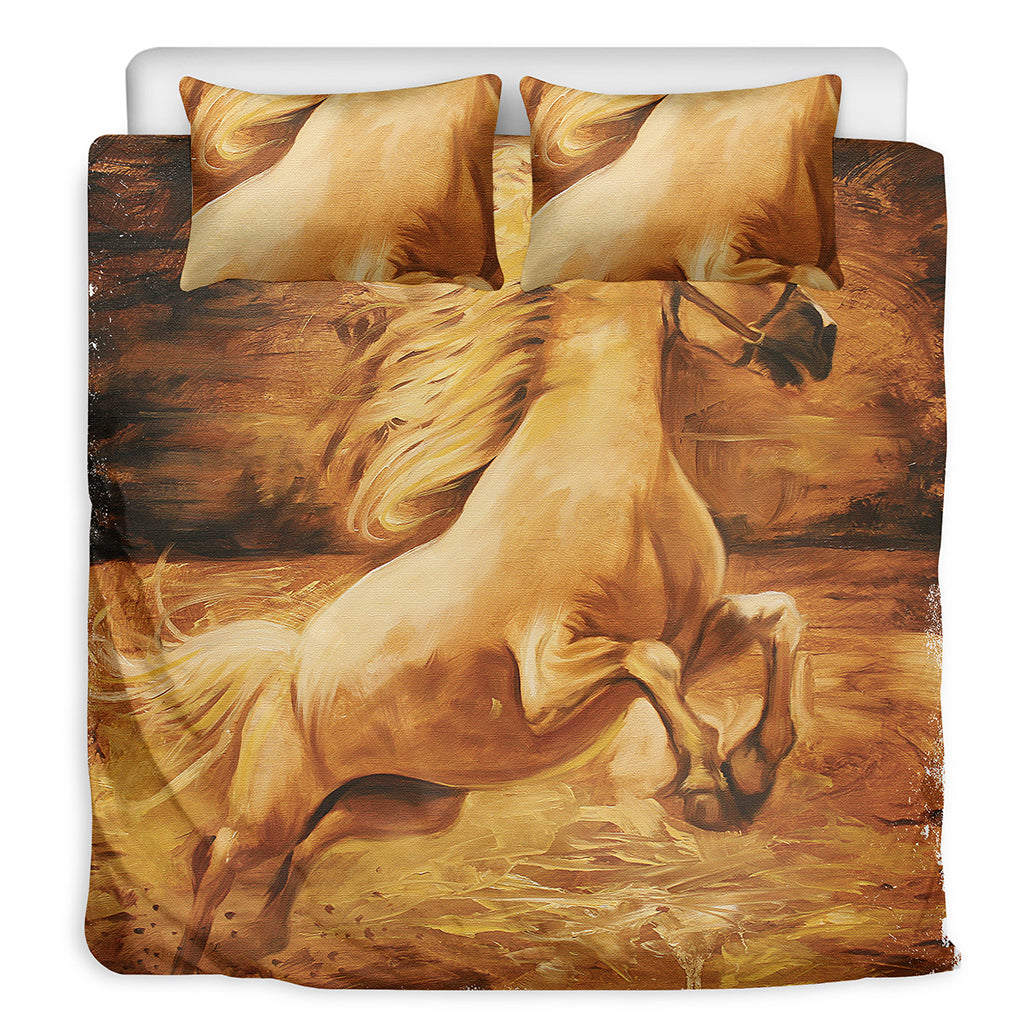 Vintage Horse Painting Print Duvet Cover Bedding Set