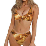 Vintage Horse Painting Print Front Bow Tie Bikini