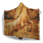 Vintage Horse Painting Print Hooded Blanket