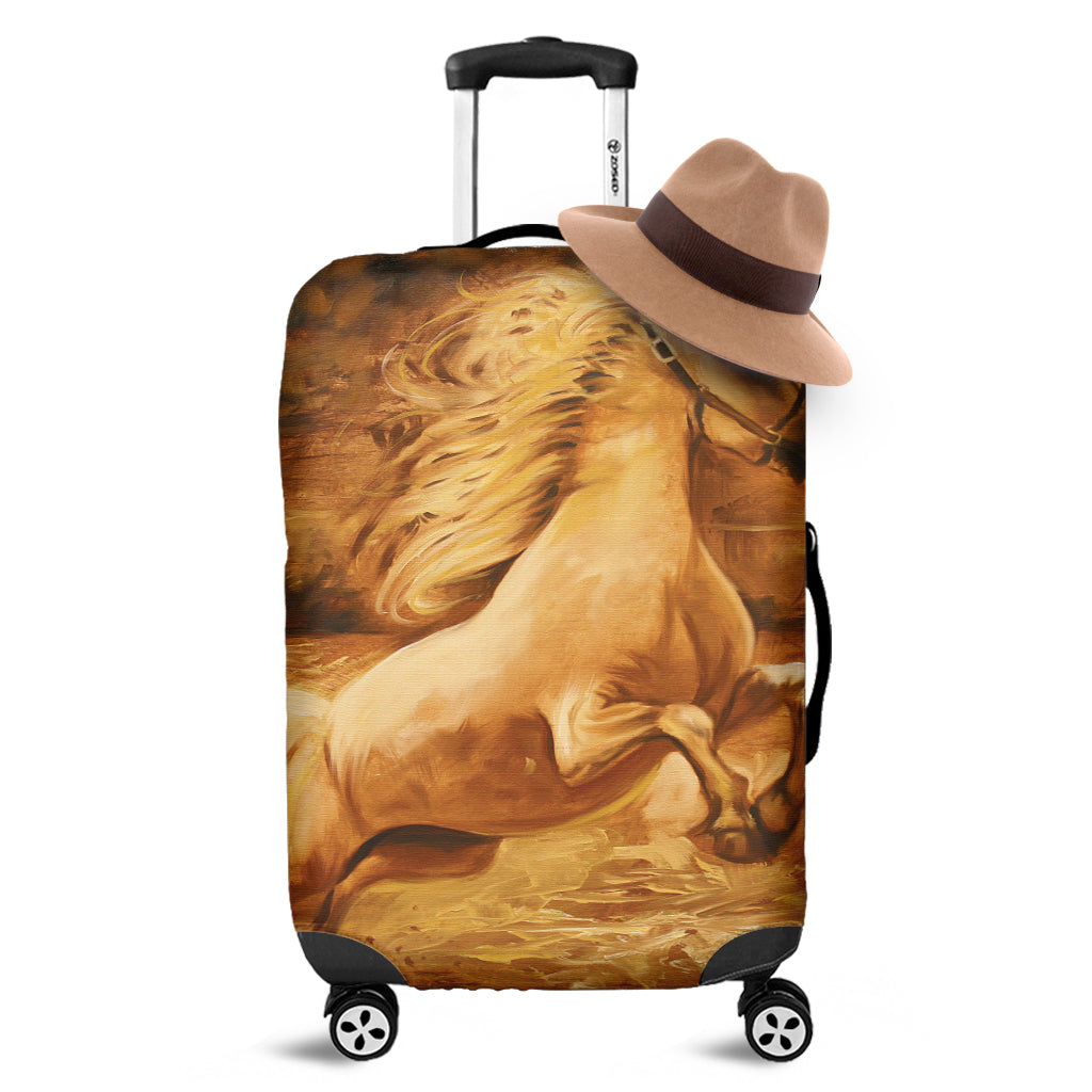 Vintage Horse Painting Print Luggage Cover