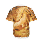 Vintage Horse Painting Print Men's Baseball Jersey