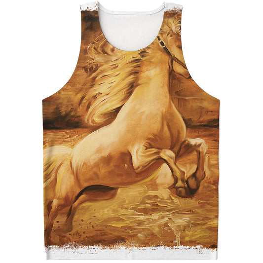 Vintage Horse Painting Print Men's Tank Top