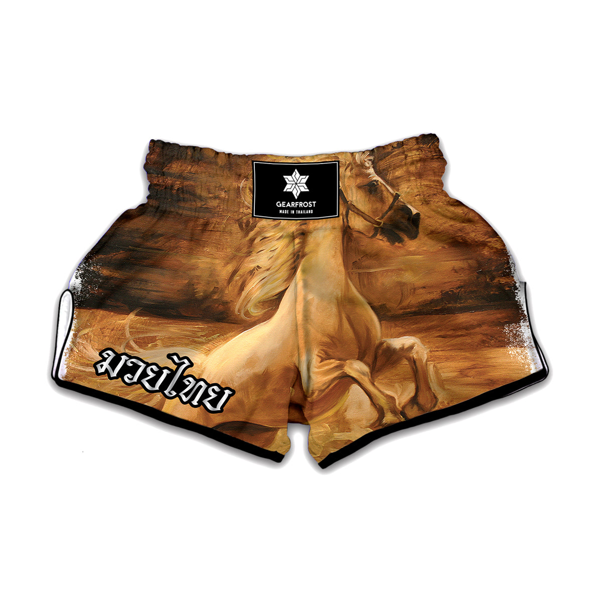 Vintage Horse Painting Print Muay Thai Boxing Shorts