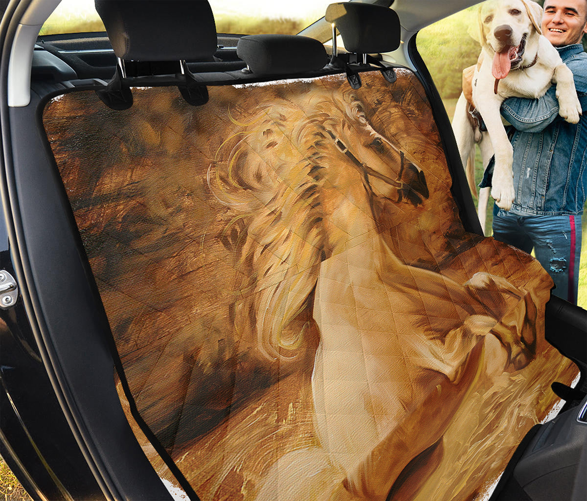 Vintage Horse Painting Print Pet Car Back Seat Cover