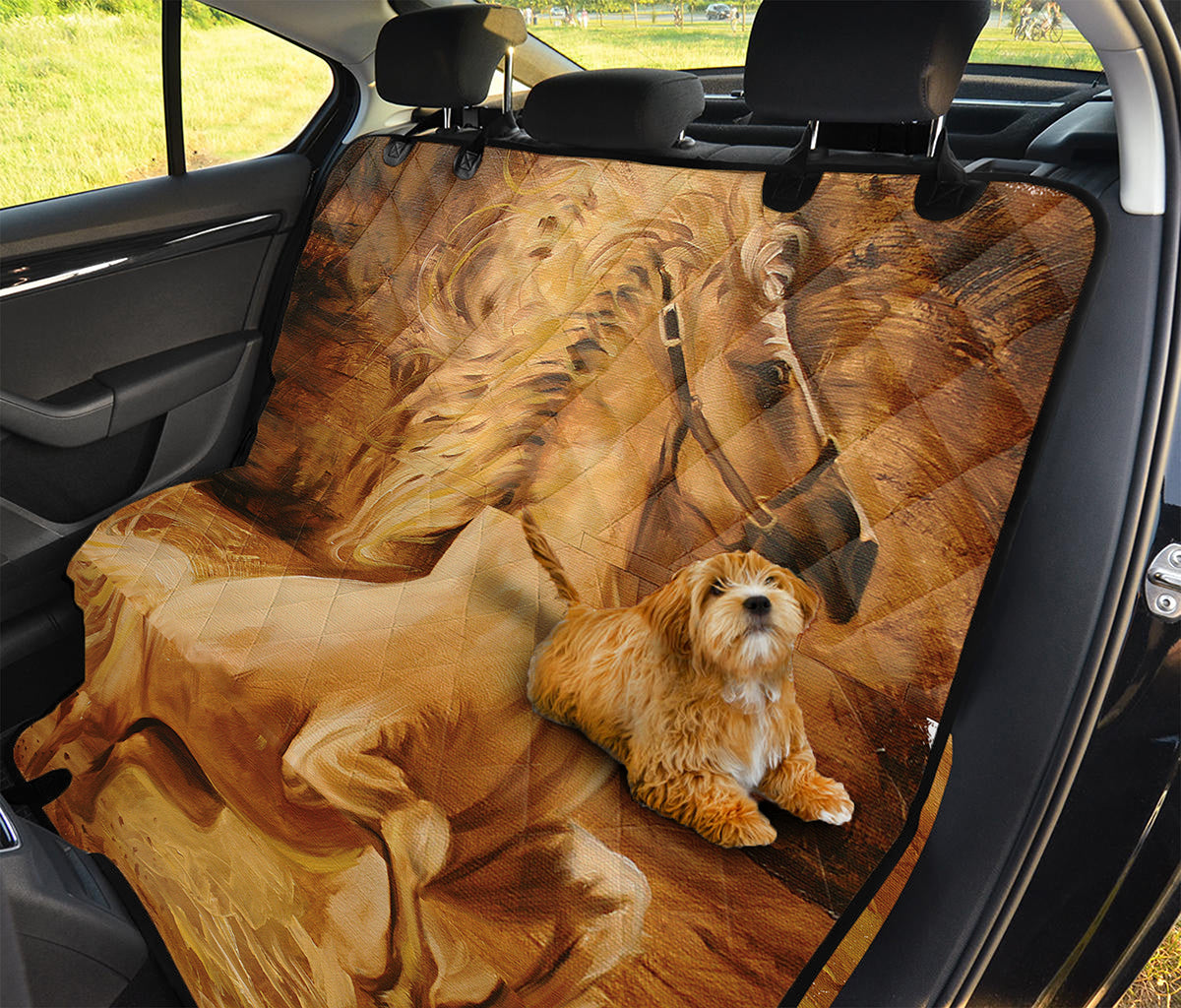 Vintage Horse Painting Print Pet Car Back Seat Cover