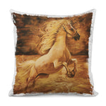 Vintage Horse Painting Print Pillow Cover