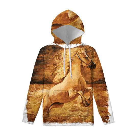 Vintage Horse Painting Print Pullover Hoodie