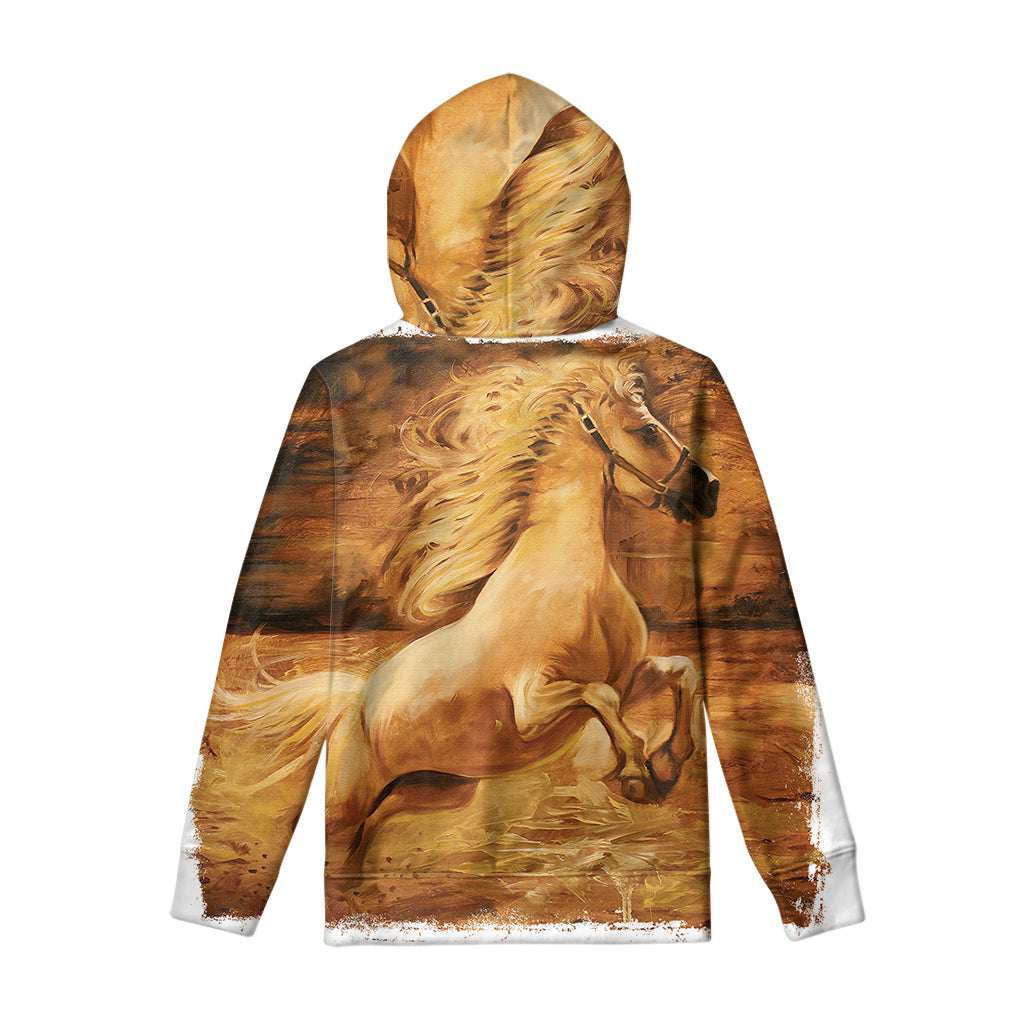 Vintage Horse Painting Print Pullover Hoodie
