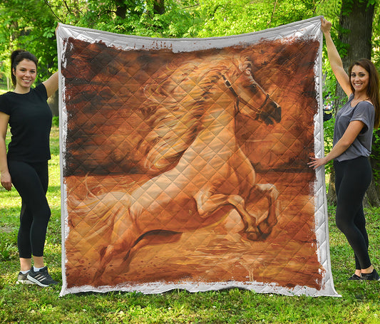 Vintage Horse Painting Print Quilt